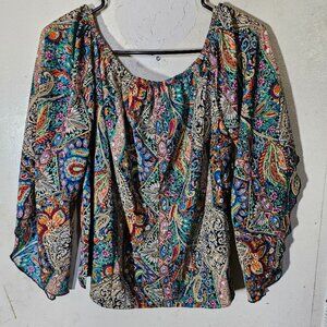 Floerns Women's Boho Off Shoulder 3/4 Bell Sleeve Summer Blouse Top